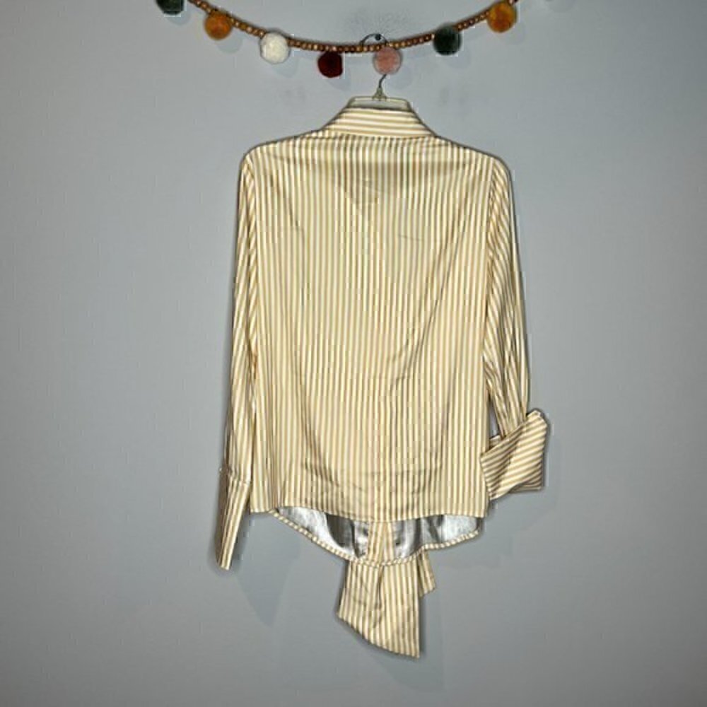 C/Meo Collective Gold Striped Button Down Tie Blo… - image 4